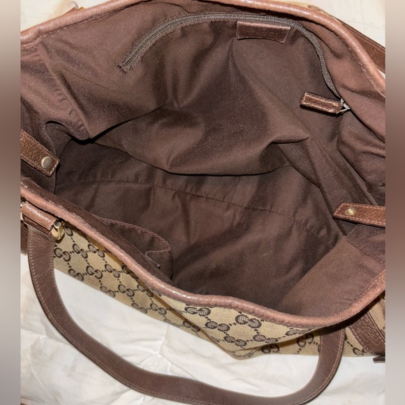 Used Vintage Gucci purse. Brown and tan web design. - Picture 12 of 14